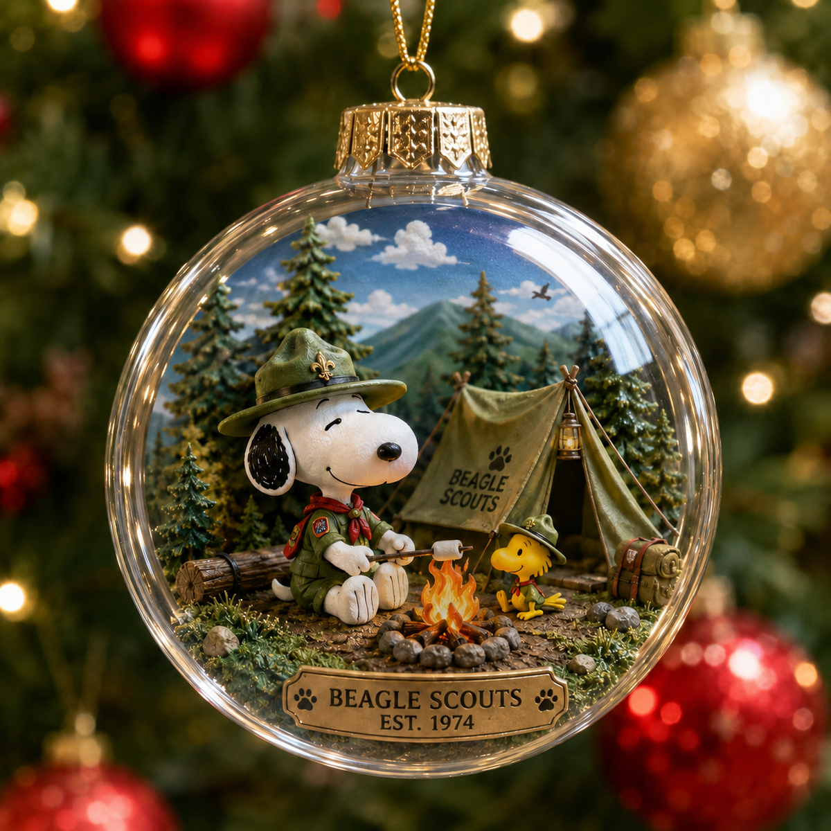 Peanuts Snoopy Beagle Scouts Est 1974 Christmas Ornament