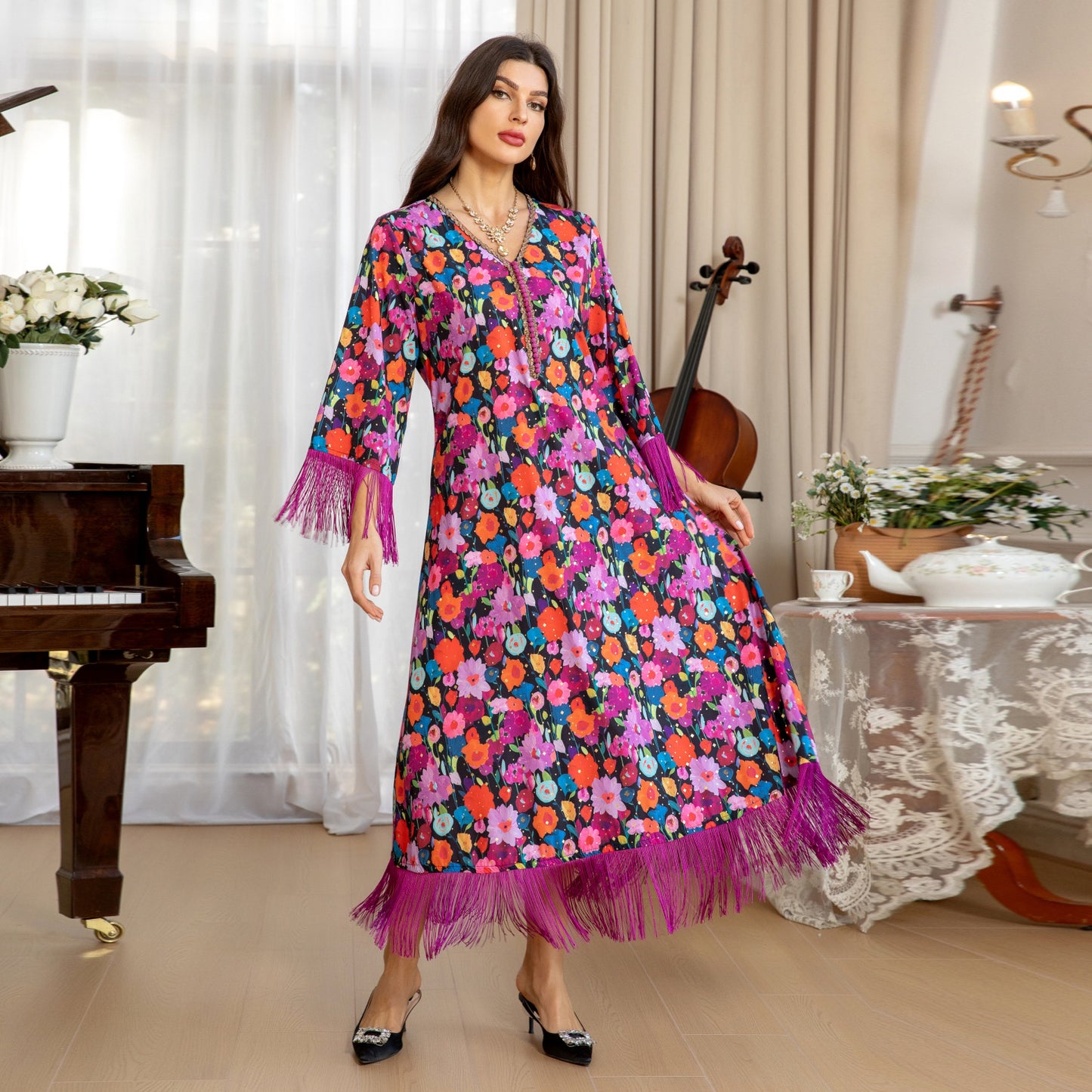 Festival Bloom Tassel Jalabiya Dress (Flash Sale 50% OFF)