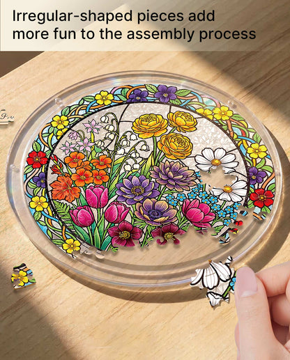 Acrylic Jigsaw Puzzle Suncatcher - Spring Blossoms