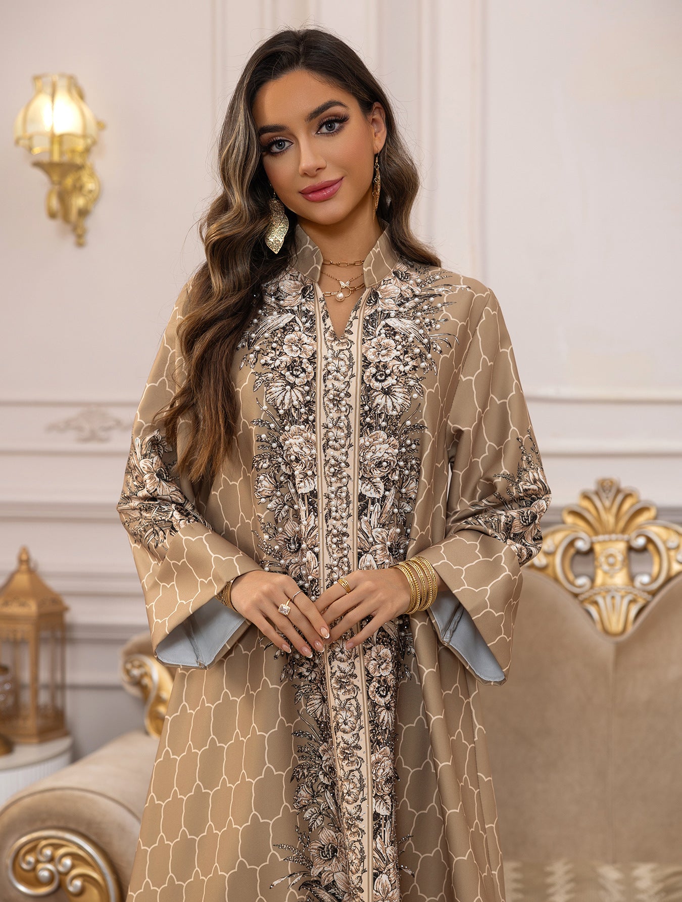 Royal Bloom Embellished Abaya Kaftan (Flash Sale 50% OFF)