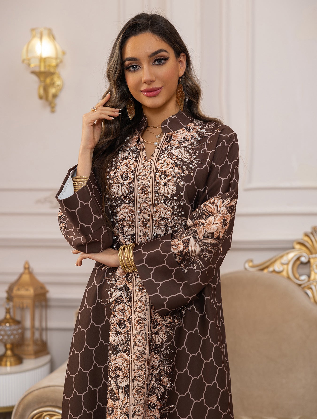 Royal Bloom Embellished Abaya Kaftan (Flash Sale 50% OFF)