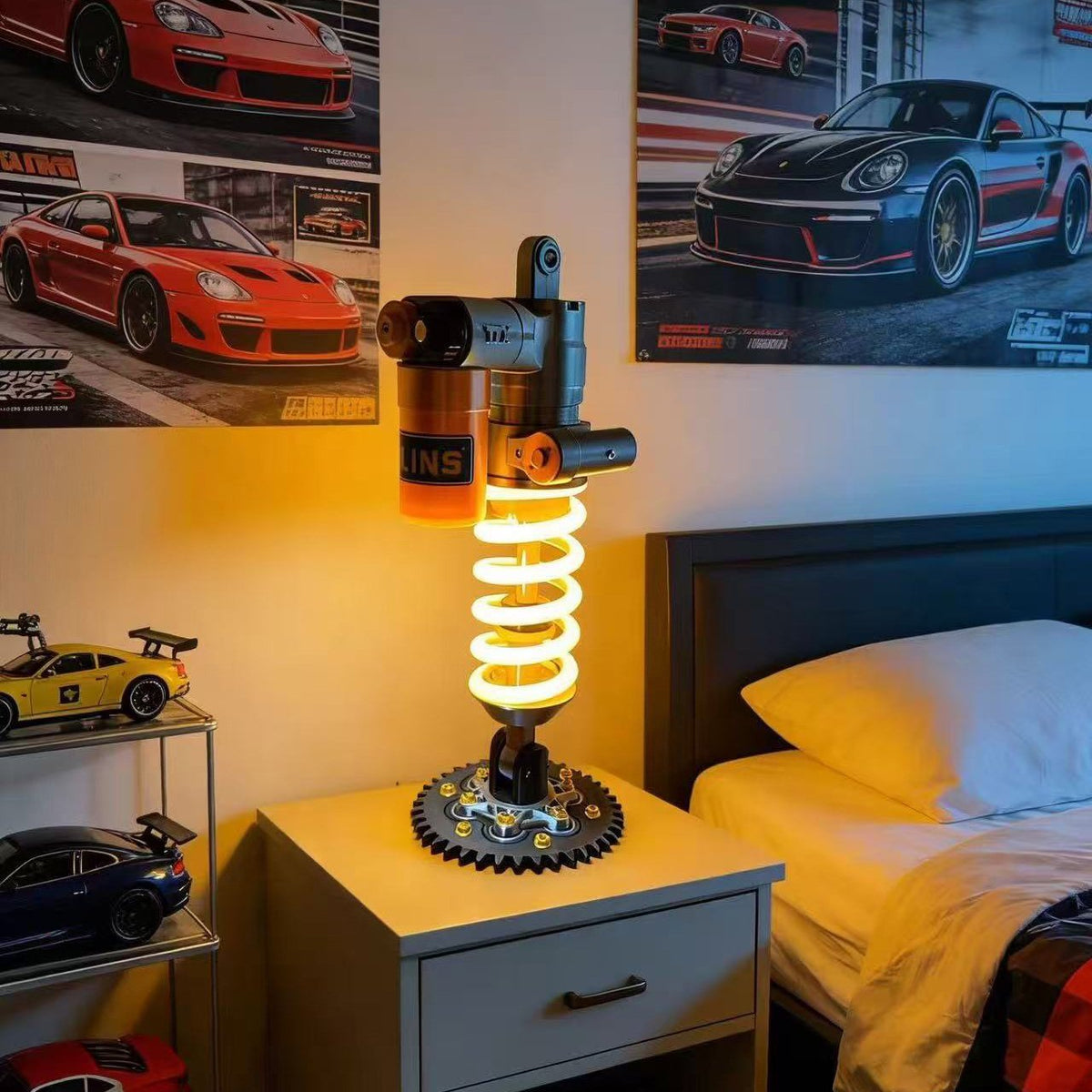 🎁Flash Sale🔥 Inspired Suspension Shock Absorber Lamp - Adjustable LED Light for Gamers & Car Enthusiasts