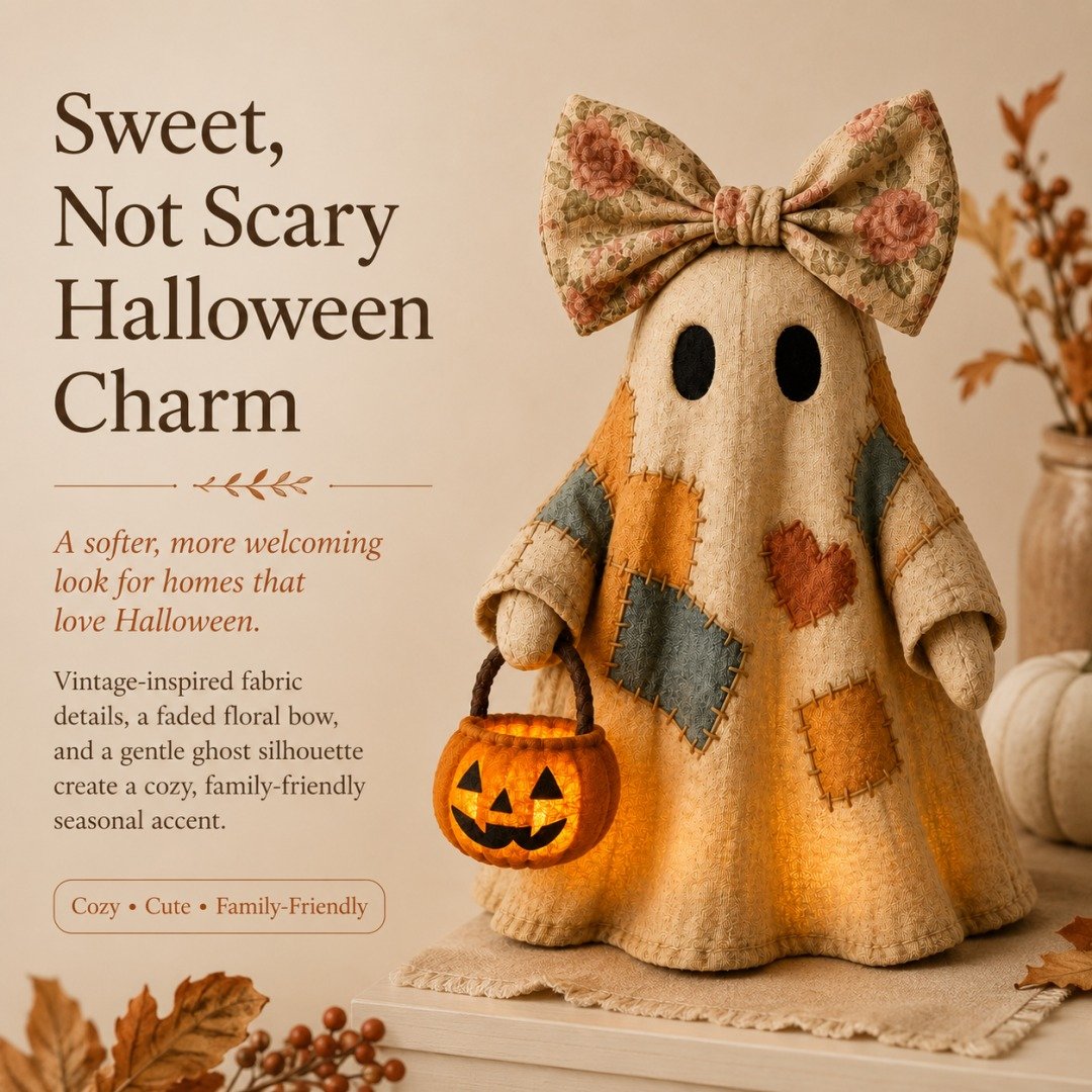 🍂👻 Lighted Vintage Patchwork Ghost