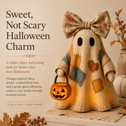🍂👻 Lighted Vintage Patchwork Ghost
