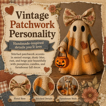 🍂👻 Lighted Vintage Patchwork Ghost