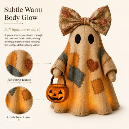 🍂👻 Lighted Vintage Patchwork Ghost