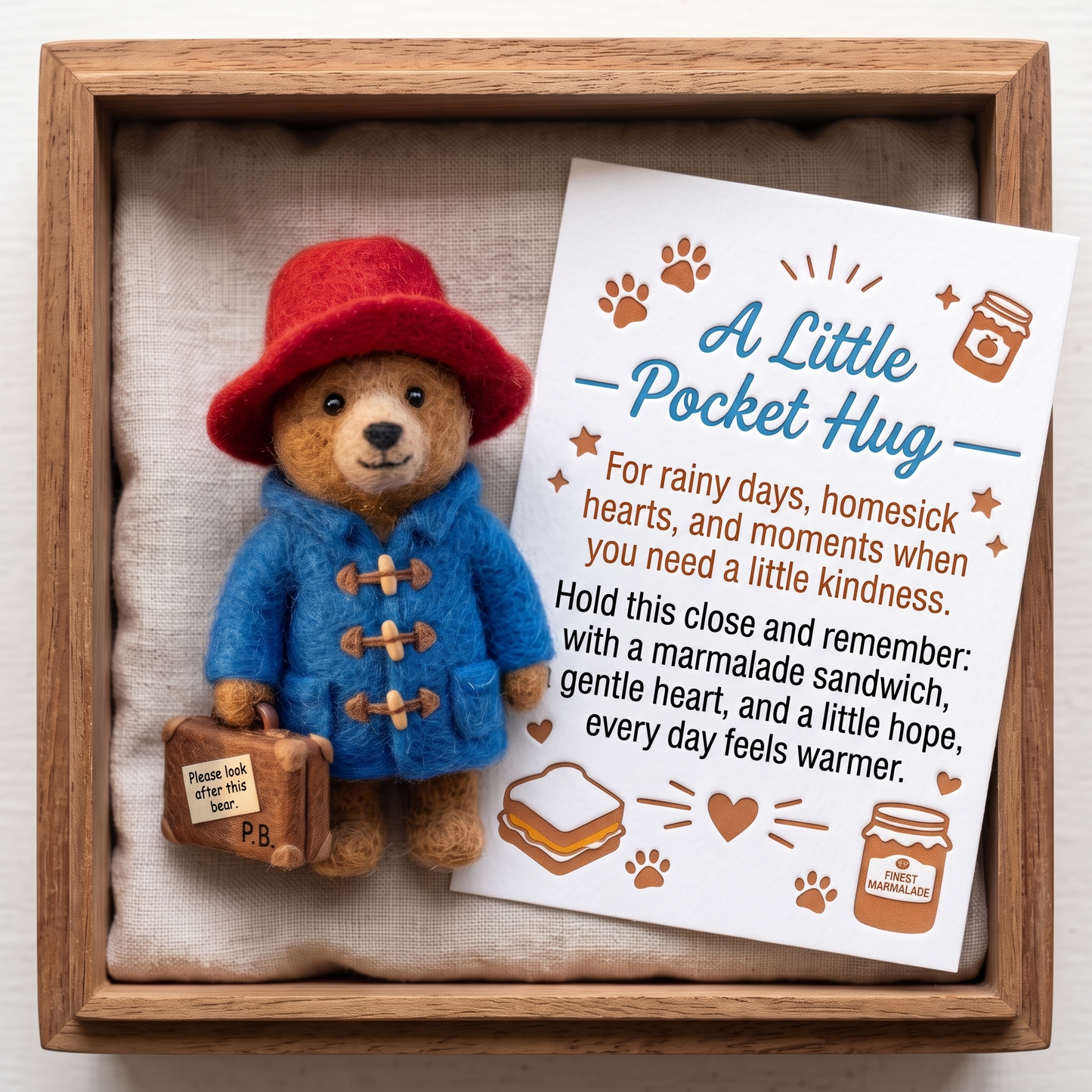 PDTION BEAR Felt Pocket Hug Set