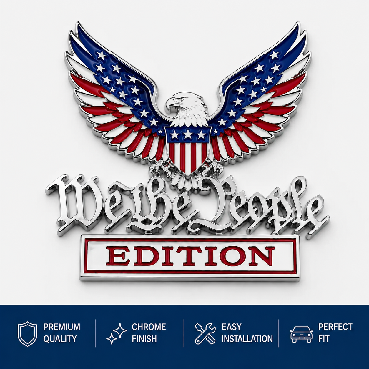 We The People Patriot Flag Edition Car Emblem Metal Badge