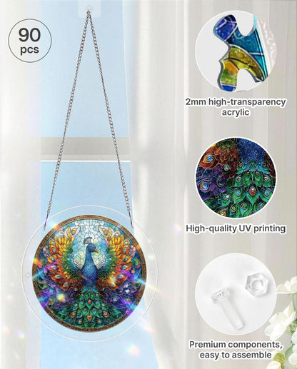 Acrylic Jigsaw Puzzle Suncatcher - Peacock of Radiance